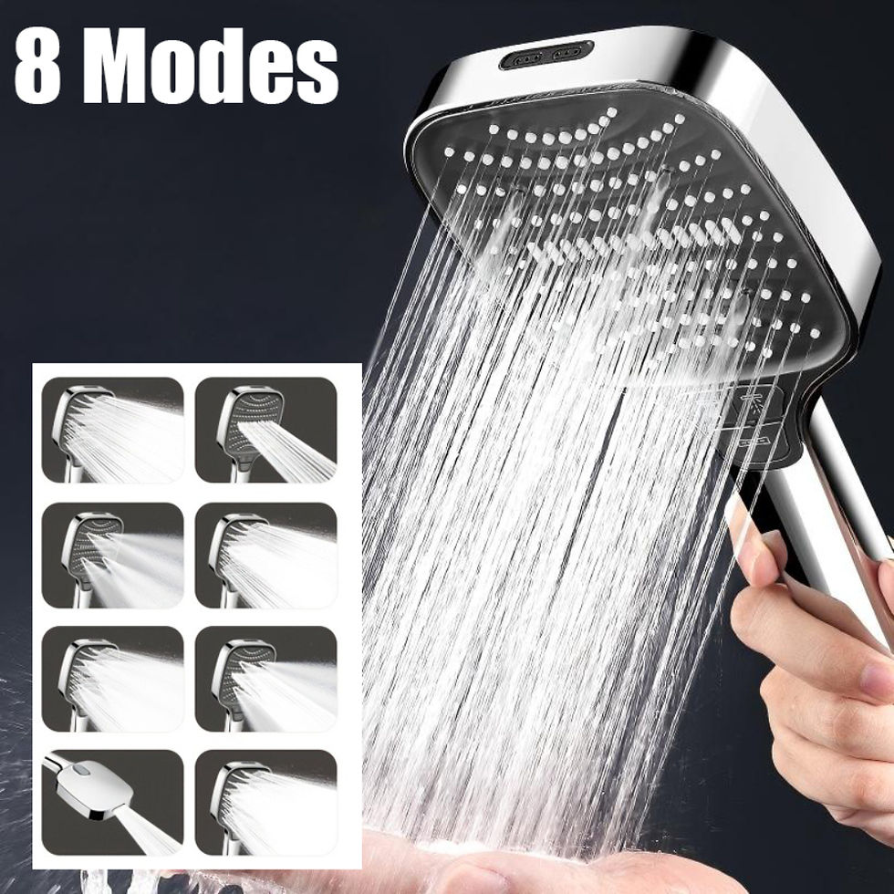 Thumbnail: VILOYI 8-Mode Turbo Pressure Handheld Shower Head, Water Saving Filter