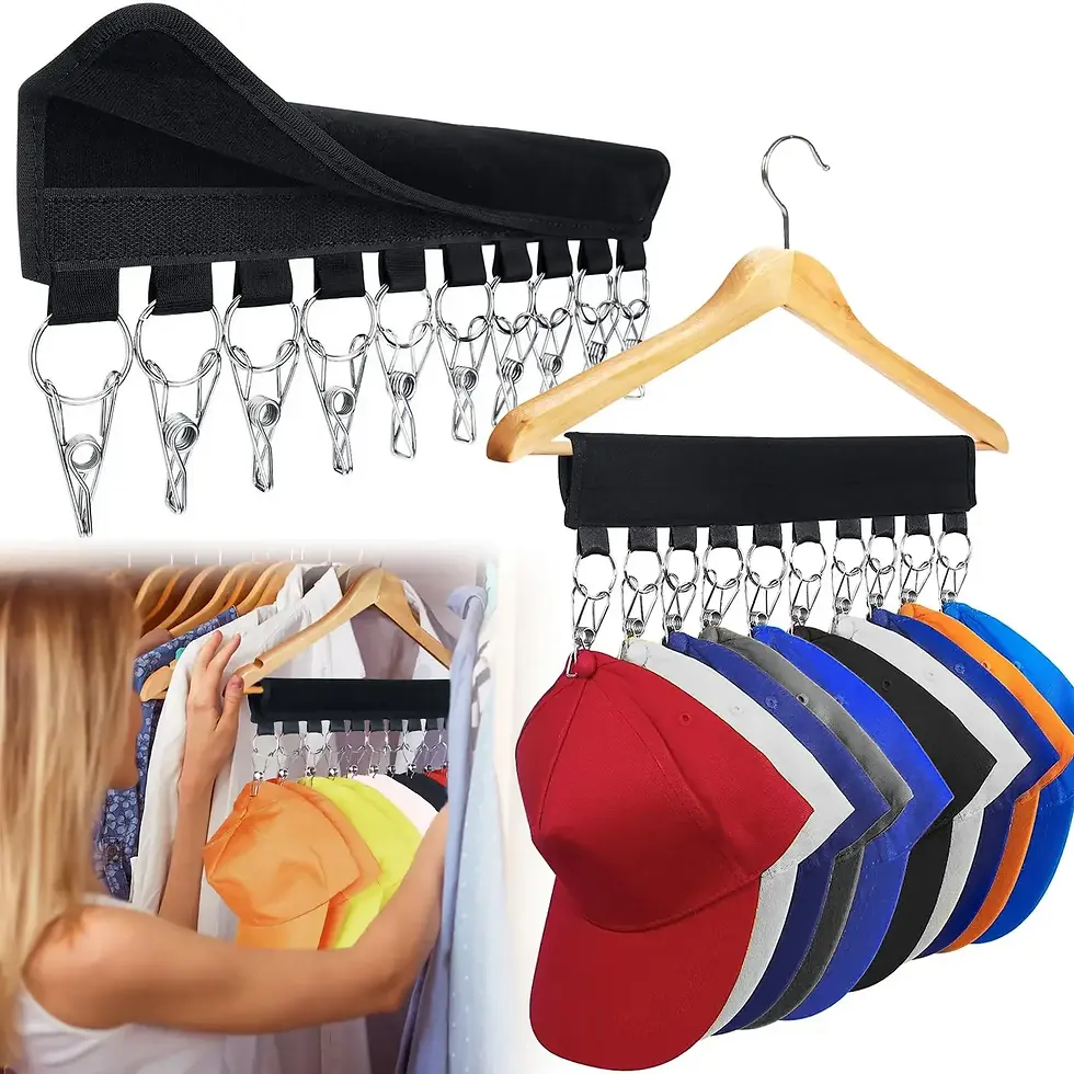 Thumbnail: Premium 10-Clip Baseball Cap Organizer Rack Hanger Closet Storage Solution