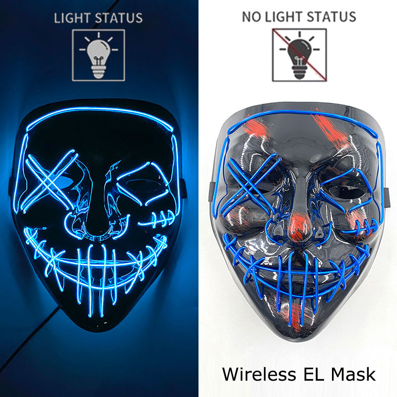 Thumbnail: Wireless Neon LED Purge Mask: Glowing Halloween Cosplay Party Face Mask