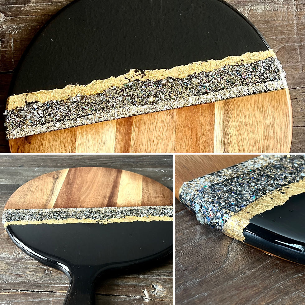 resin and acacia round charcuterie board