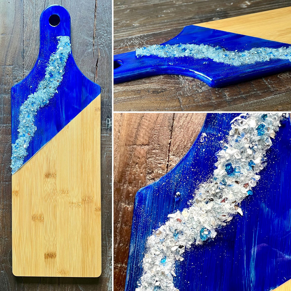 Embellished blue charcuterie board