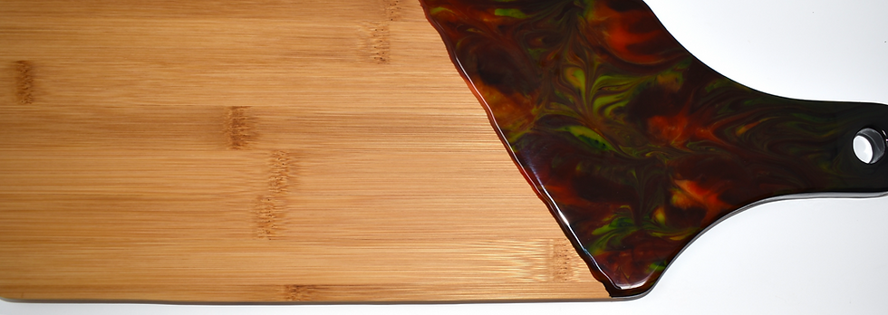 Thumbnail: Vibrant Flames - Bamboo Charcuterie Board - front view
