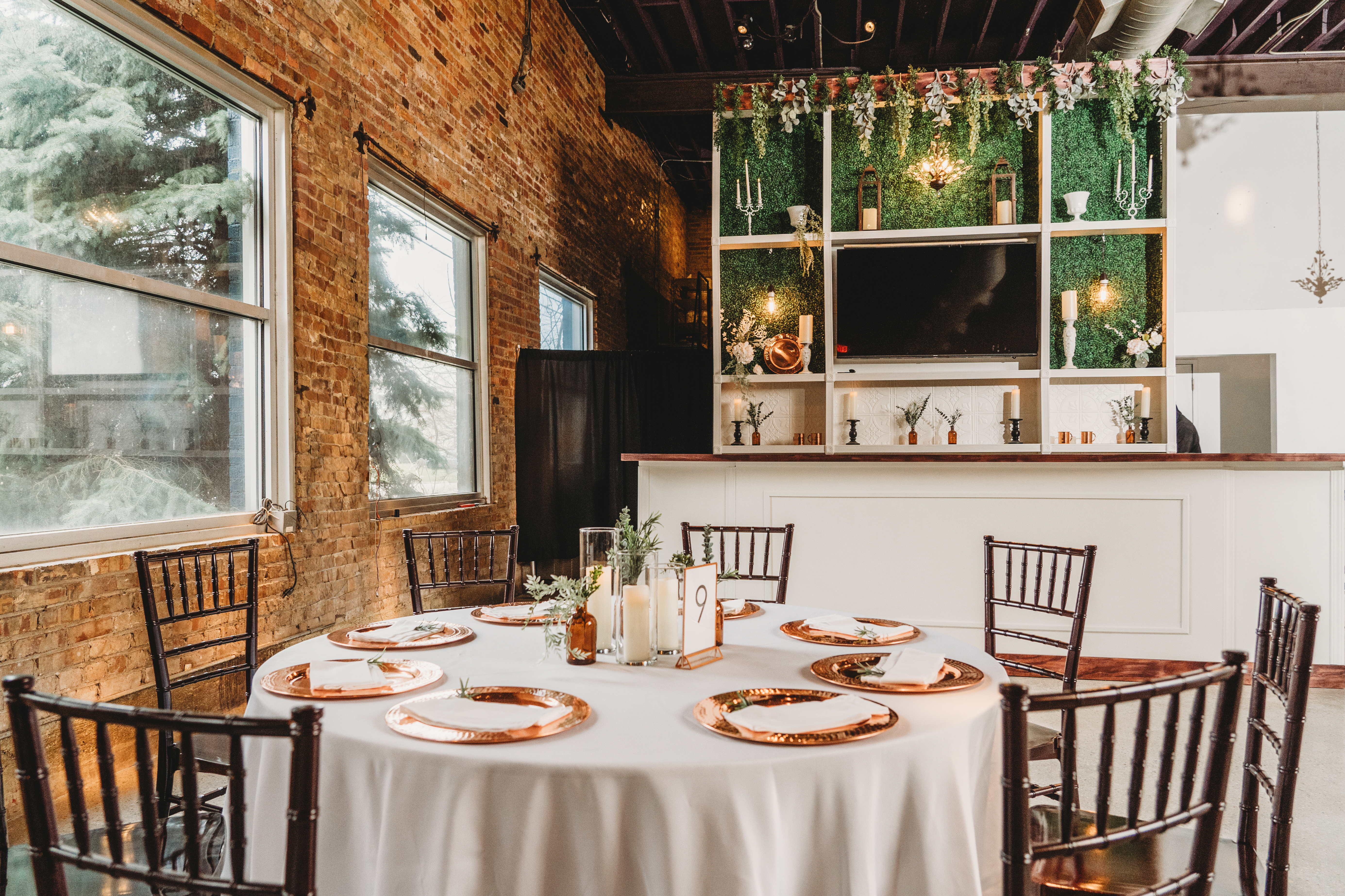 Copper Moon industrial-chic event space interior inside a former Old Town Lansing dance hall