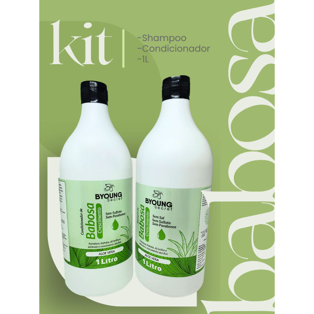Kit Shampoo e Condicionador 1 Litro  - Babosa Byoung