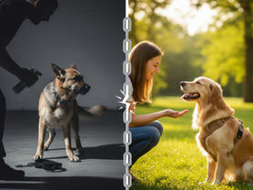 un chien qui est "dominé par son mâitre vs un chien qui coopère avec son gardien