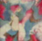 Abstract red and blue textile art from Unabashed Relics