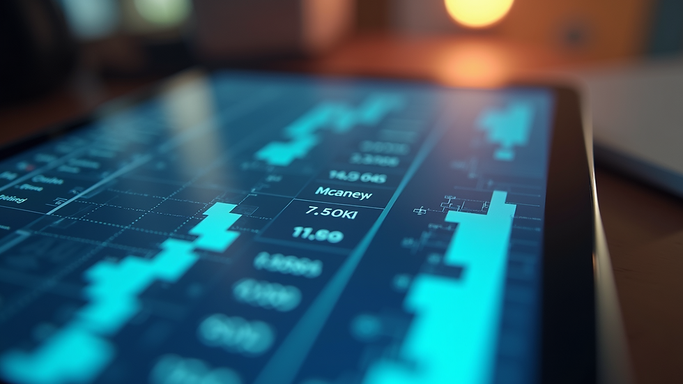 Close-up view of a digital tablet displaying business analytics