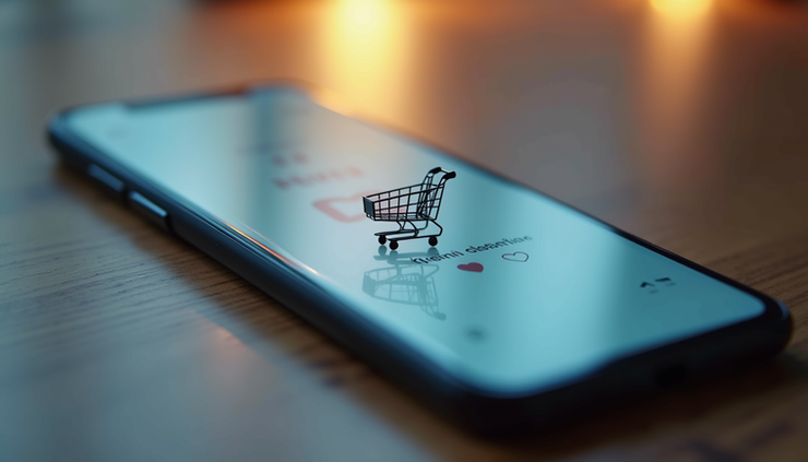 Close-up view of a smartphone screen showing a shopping app with multiple items in the cart