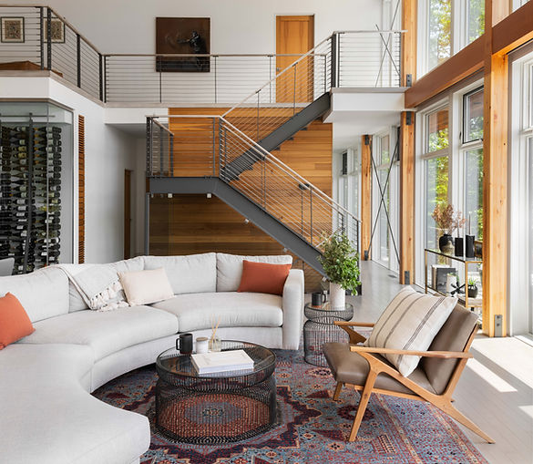 Contemporary Modern Living Room Winnipesaukee NH Beckwith Builders