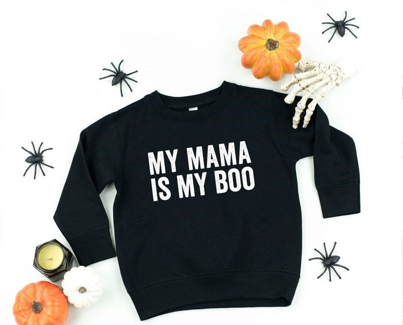 MY MAMA IS MY BOO BLACK TODDLER GRAPHIC SWEATSHIRT