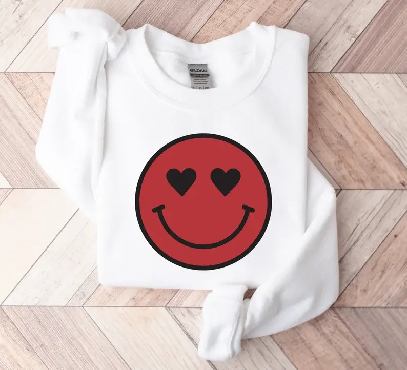 Smiley Face White Graphic Sweatshirt