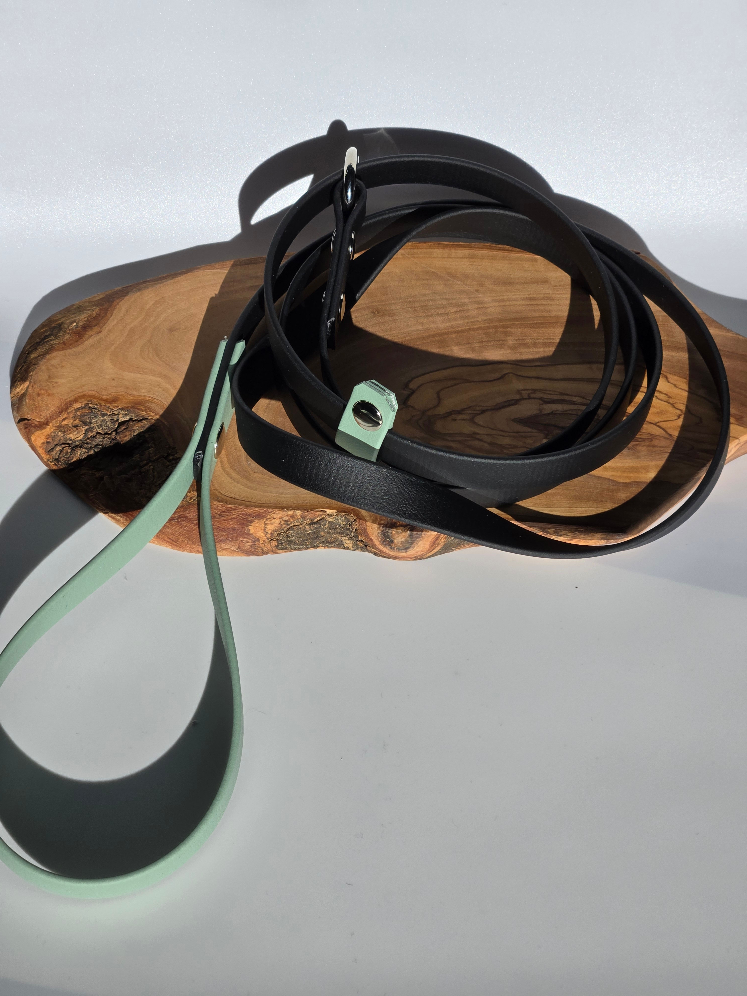 5/8in Sliding Leash/Lasso - Black & Sage Green