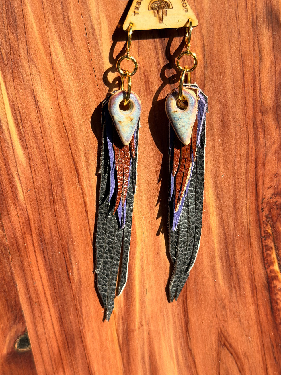 Thumbnail: RITUAL : Leather Feather Statement Earrings