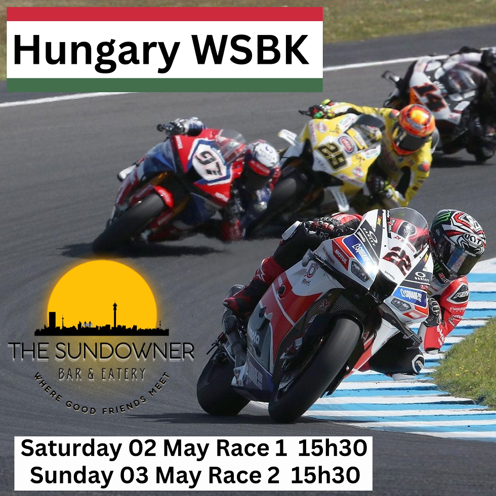 🏍️ Hungarian WSBK – 02-03 May, watch it Live at The Sundowner Bar!
