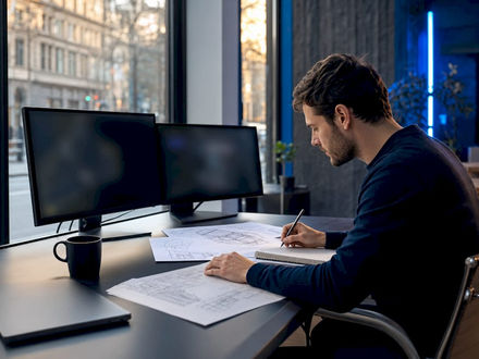 Energy analyst working on automated modeling