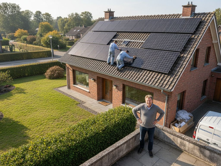 Zonnepanelen plaatsen op het dak van een Belgische woning