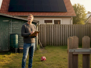 Benelux homeowner inspects solar panels