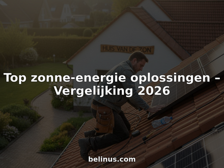 Een installateur plaatst zonnepanelen op het dak van een Belgische woning.