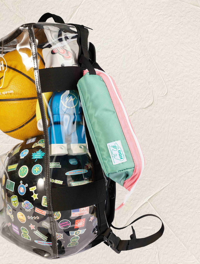 Rough Enough Large Pencil Case: Pink & Green Style with Clip-On Ease