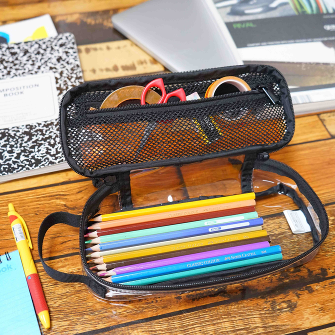 Rough Enough Clear Pencil Case: Preppy Style Meets Mega Storage