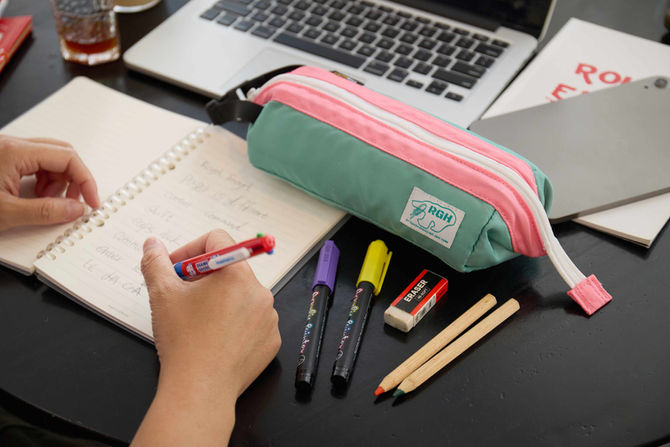 Rough Enough Large Pencil Case: Pink-Green Charm for Every School Day