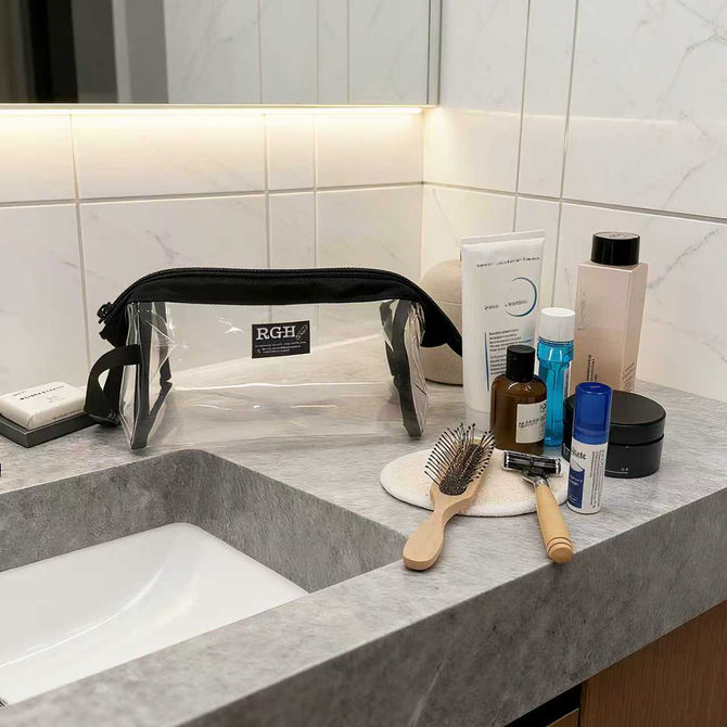 Rough Enough Clear Toiletry Bag: Black Convenience for Beauty on the Go