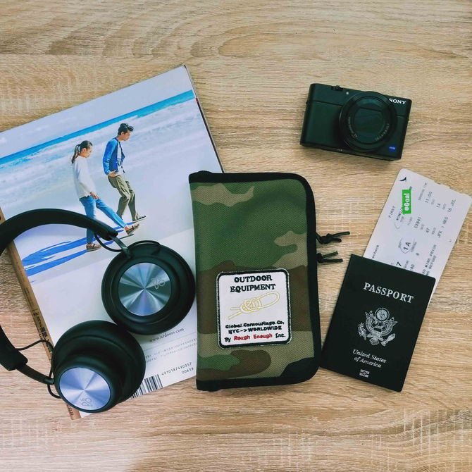 Rough Enough Premium CORDURA Multifunctional Long Big Portable Bifold Passport Holder Folder Sleeve