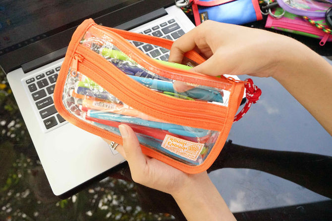 Rough Enough Clear Pencil Case: Orange Spaciousness for Every Space