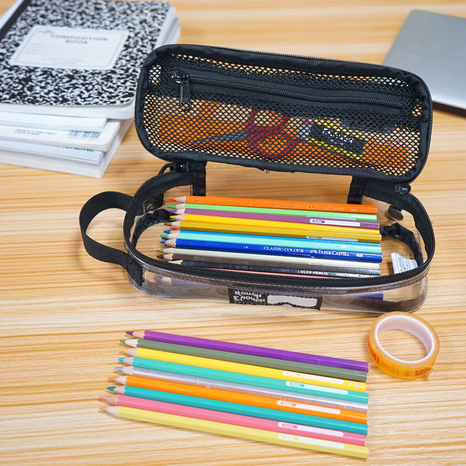 Rough Enough Clear Pencil Case: Preppy Organization for Every Space