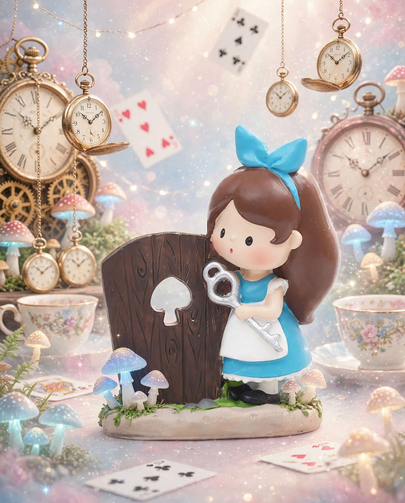 Statuina Alice nel paese delle meraviglie con porta 
