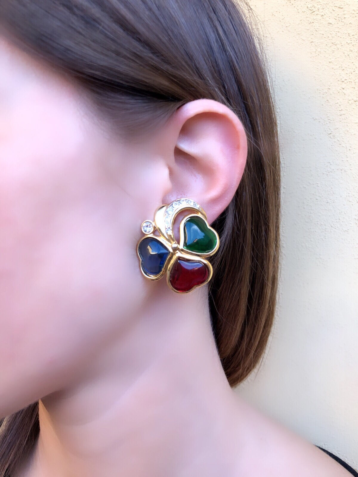 Orecchini clips vintage trifoglio 