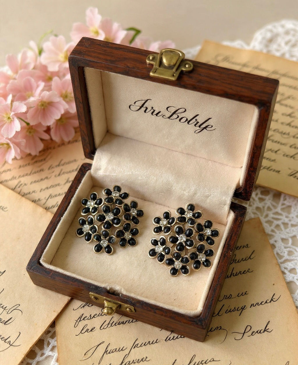 Orecchini a clips vintage americani floreali