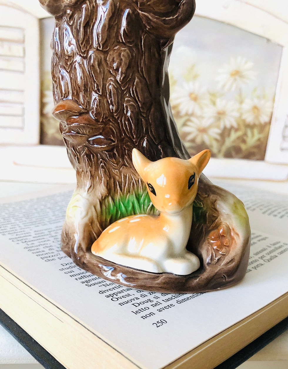 Miniatura: Vasetto con cerbiatto in ceramica inglese 