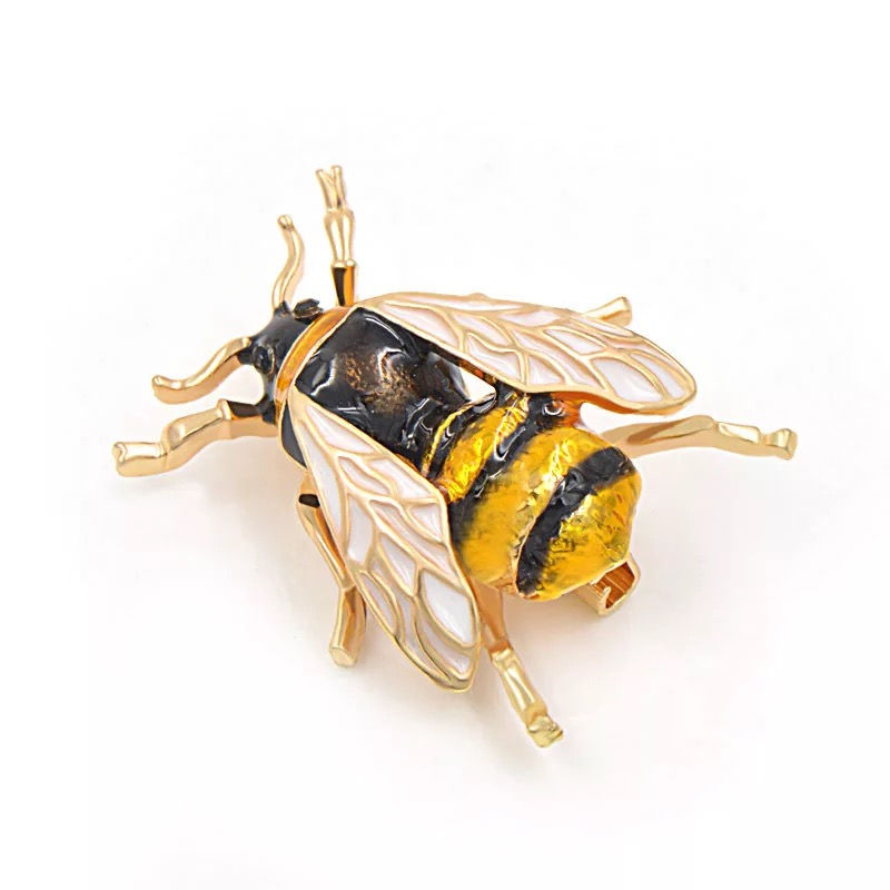 Miniatura: Spilla ape nero/giallo