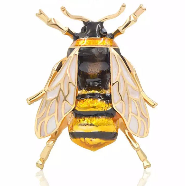 Miniatura: Spilla ape nero/giallo