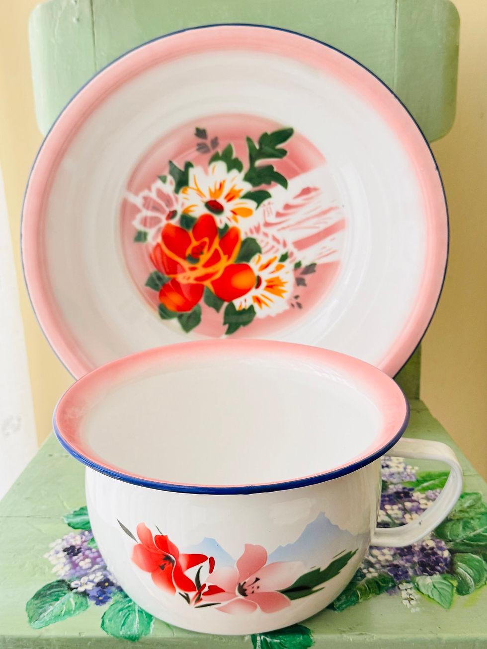 Set catino+pitale in metallo smaltato anni ‘50