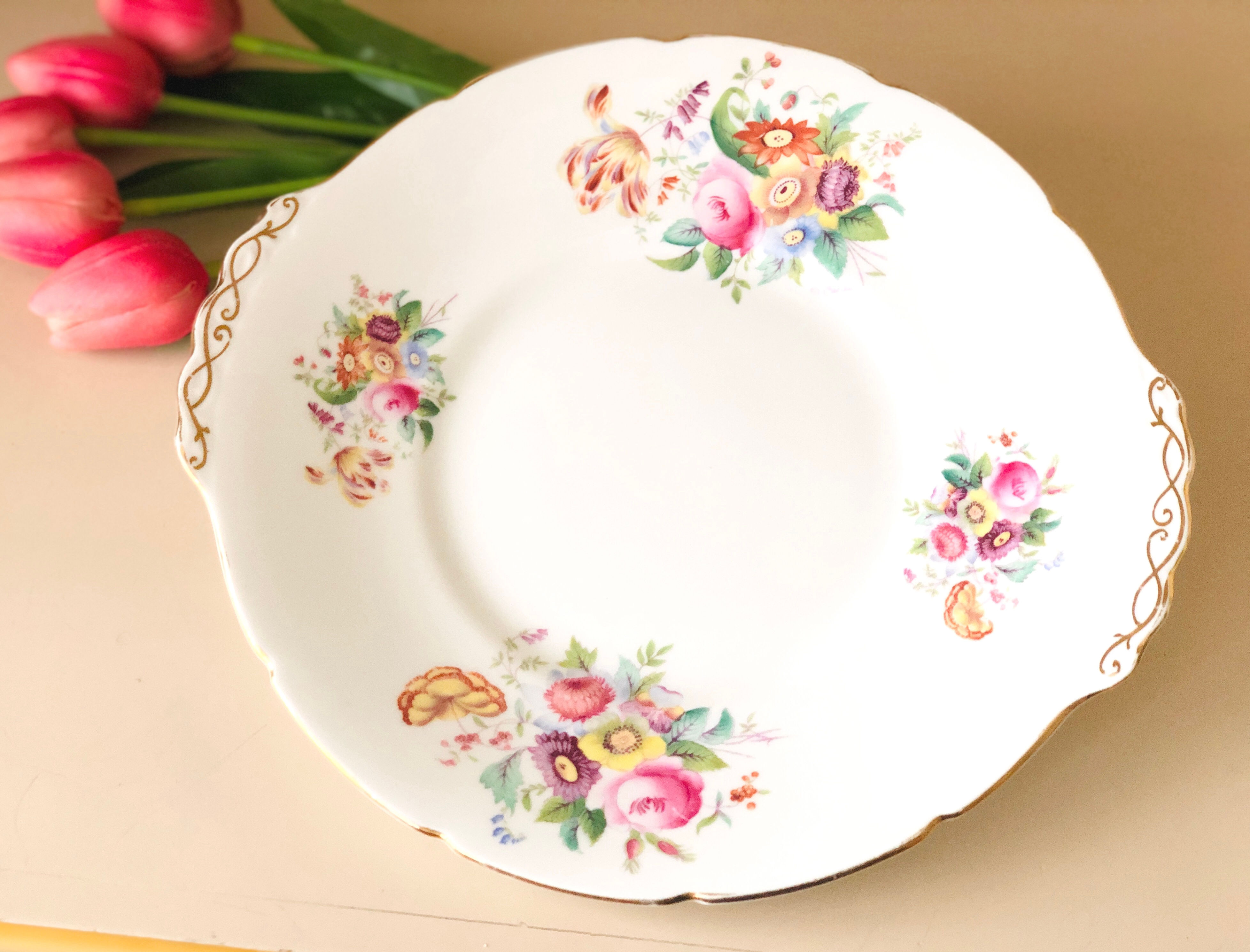 Piatto torta inglese “Coalport” fantasia ‘Junetime’