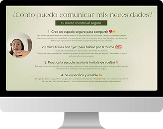 Diapositiva formativa con pautas para comunicar necesidades personales desde la conciencia del ciclo menstrual