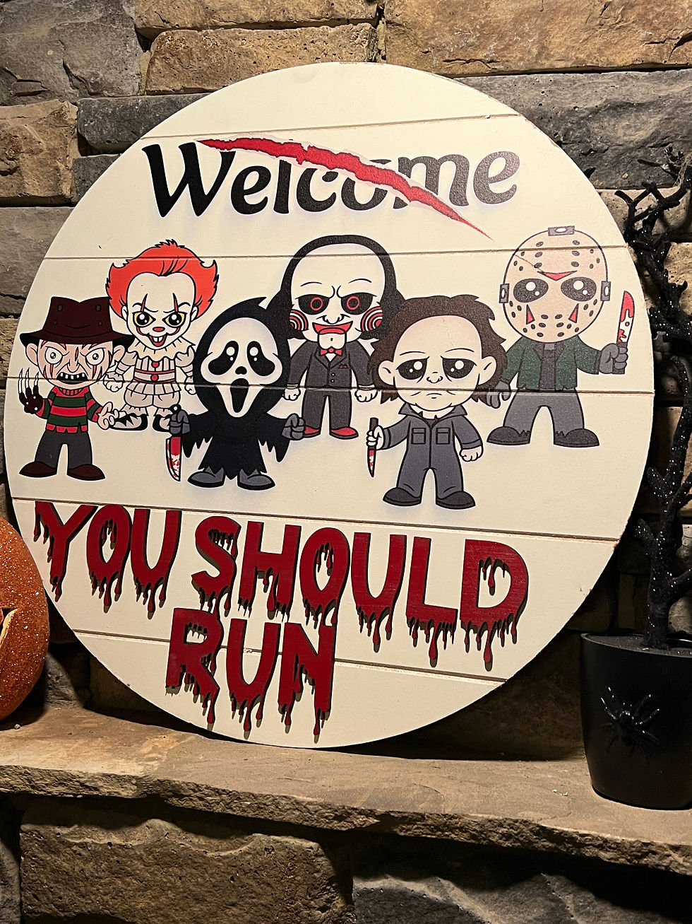Thumbnail: Horror Characters Door Sign, Halloween Door Hanger, Halloween Welcome Sign, Wood