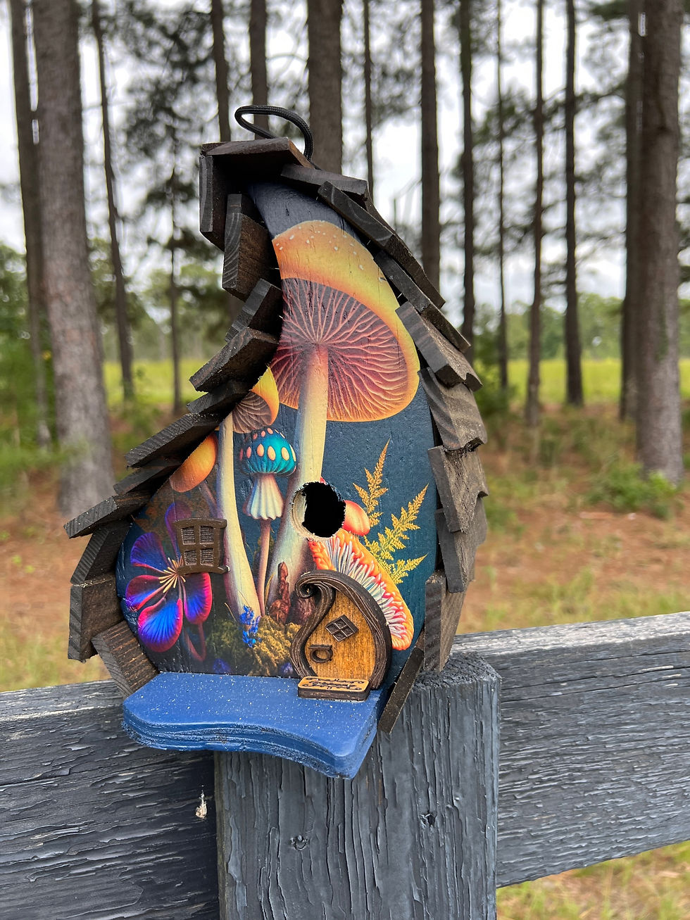 Thumbnail: Mushroom Birdhouse,  Blue Mushroom 