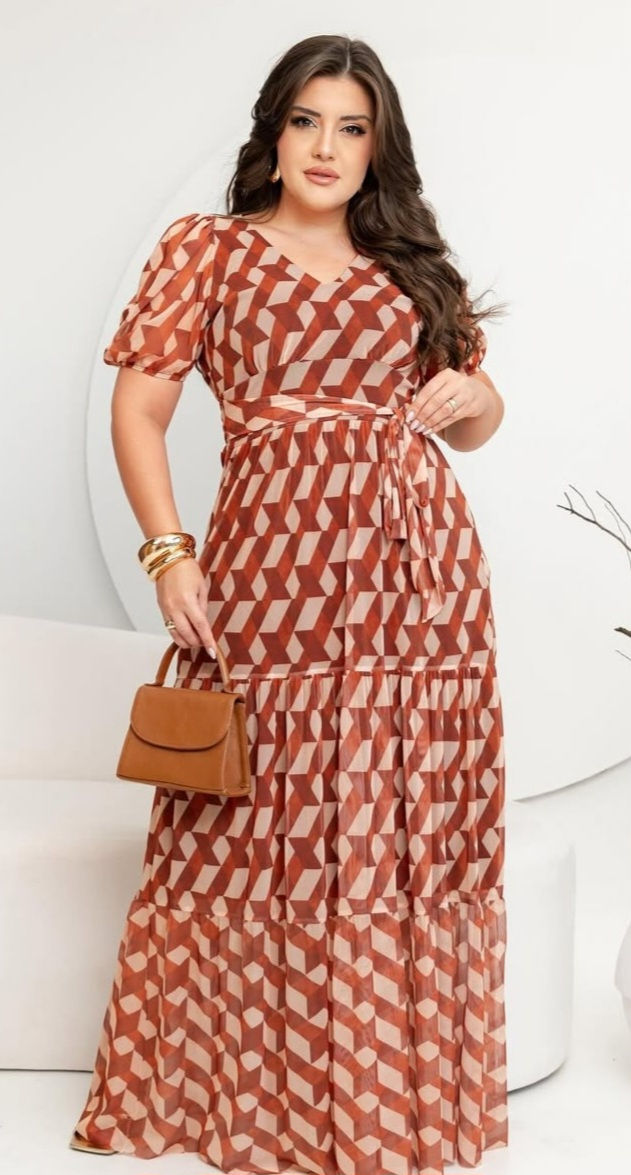 VESTIDO ROBERTA EM TULE, COM ESTAMPA EXCLUSIVA .