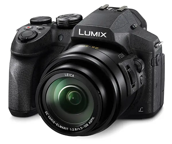 Panasonic Lumix FZ300 bridge camera with built-in Leica zoom lens, ideal for wildlife and safari photography in rugged environments.