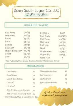 Down South Sugar Co menu