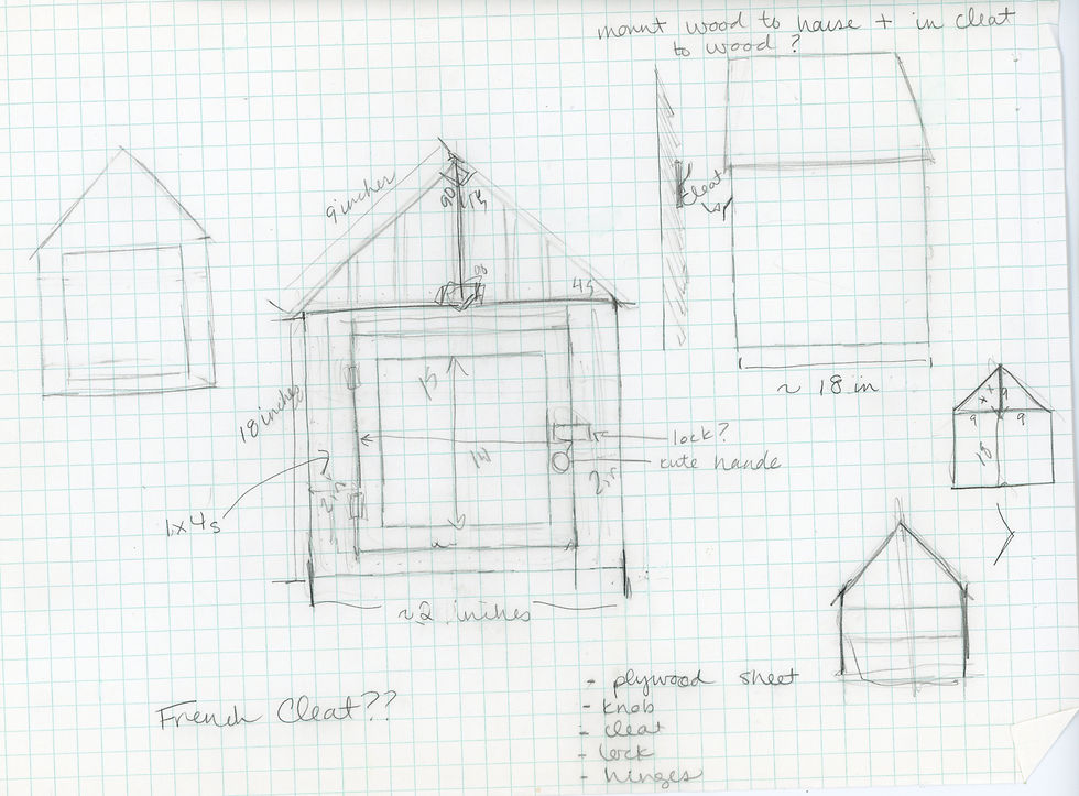 The original sketch - please note the dimensions did change as we went along but these were just the initial thoughts.
