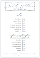 Amberly Spa Menu