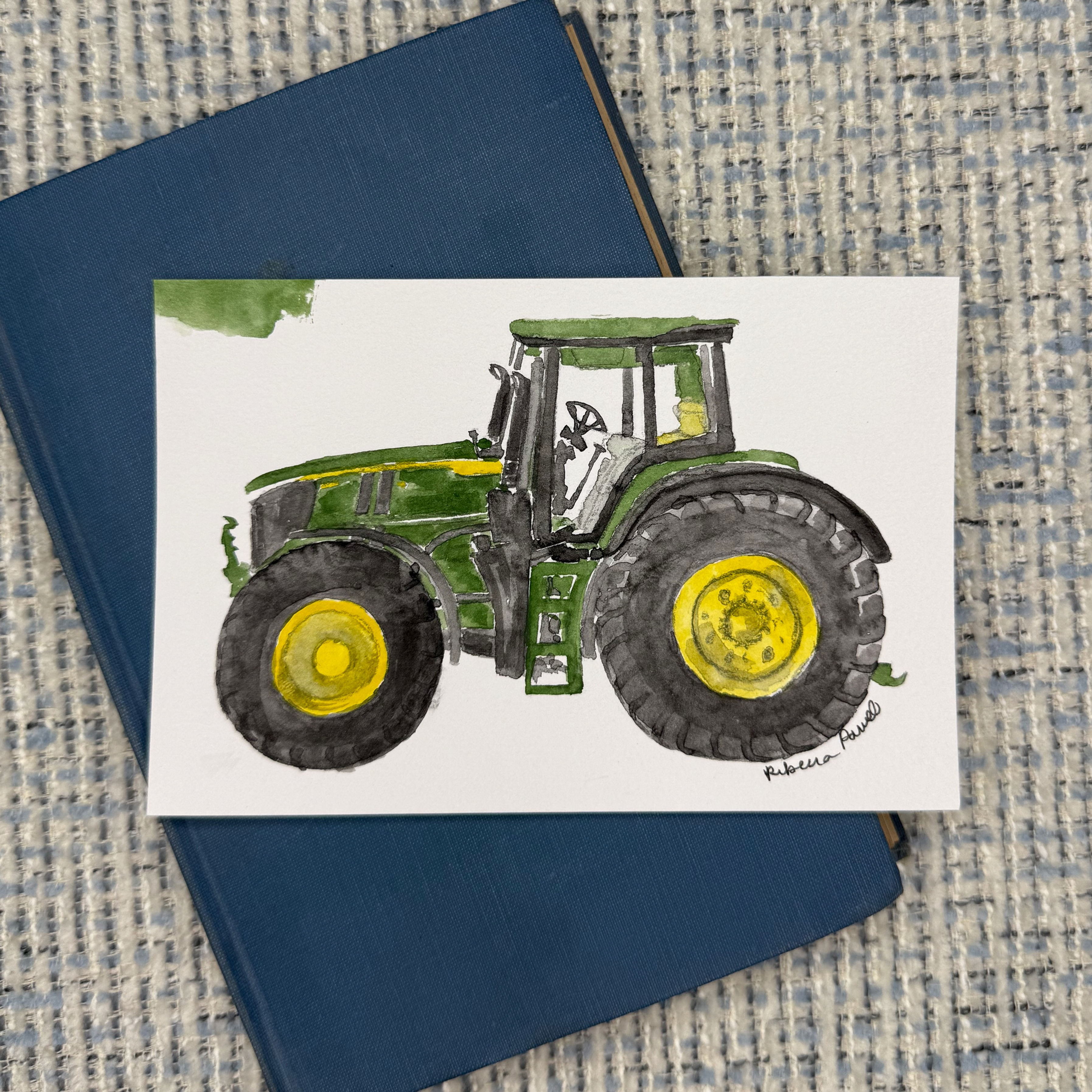Little Green Tractor | Original Watercolor Art