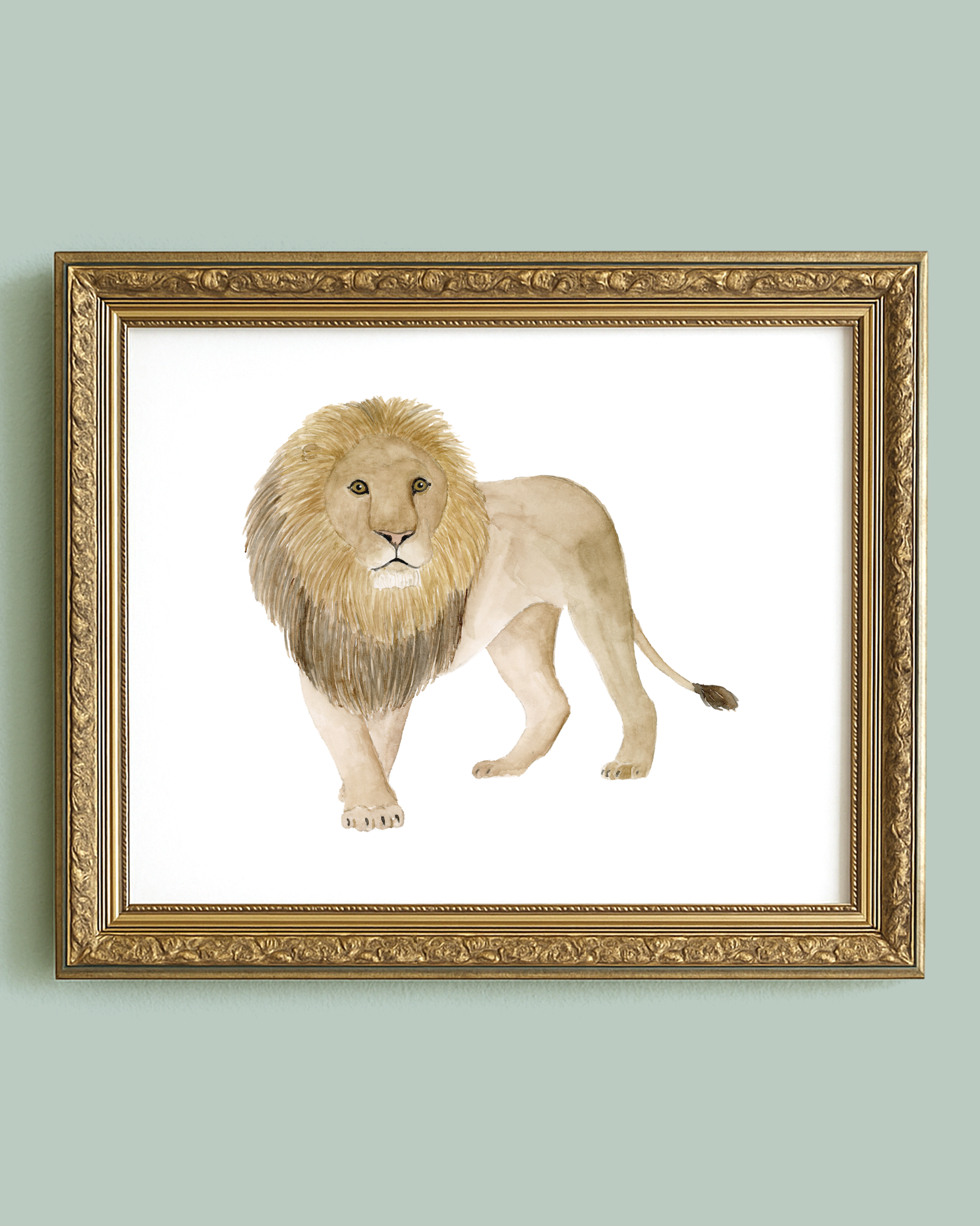 Lion Watercolor Art Print