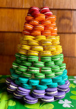 Rainbow tower of macarons