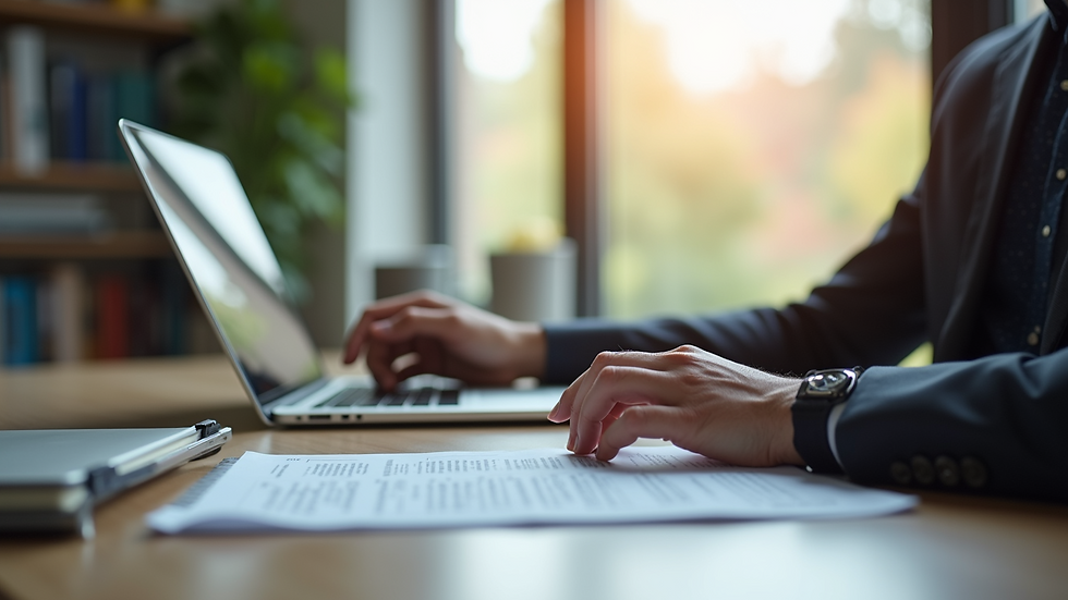 Eye-level view of a person reading online legal documents