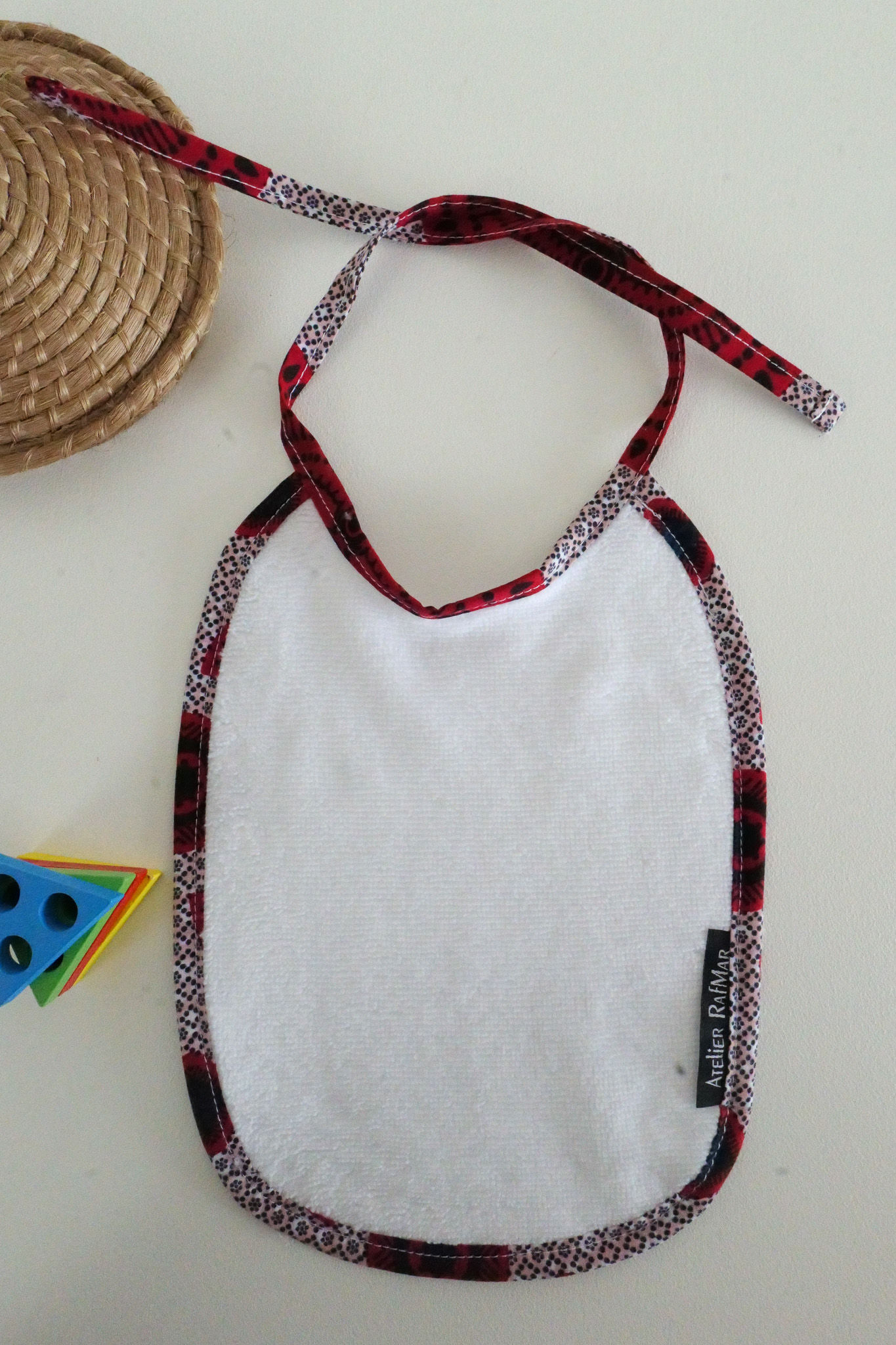 Bavoir bébé en éponge bambou et tissu wax/Cadeau de naissance/Ashanti